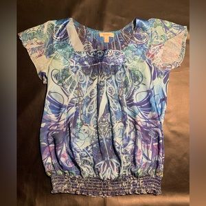 Dressbarn - Short Sleeve Patterned Blouse - SIZE M